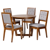 Baxton Studio Kala Modern Grey and Walnut Brown Wood 5-Piece Dining Set